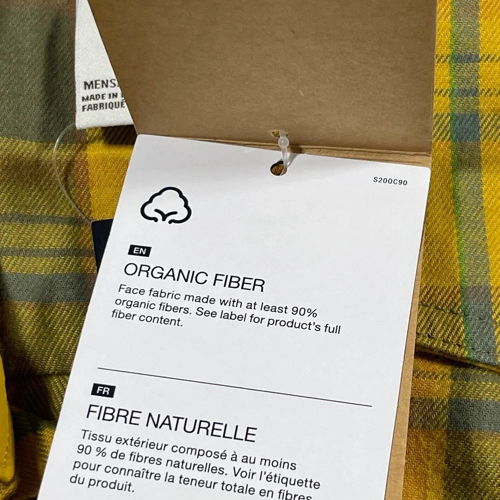 The North Face Plaid Flannel Shirt Men Small Yellow‎ Olive Gorpcore Hiking NWT